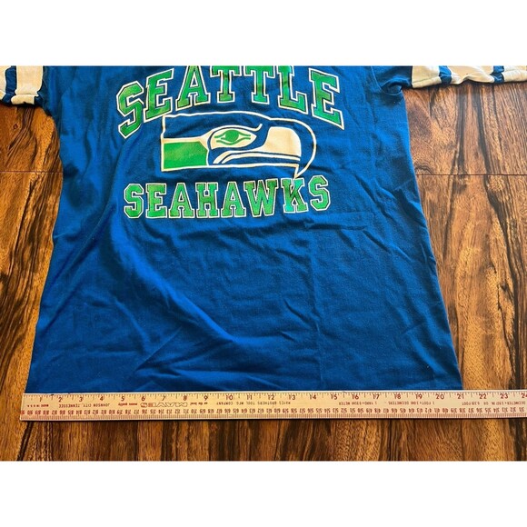 Vtg SEATTLE SEAHAWKS SHIRT by Logo 7 Sz L NFL Jersey READ - Picture 7 of 14
